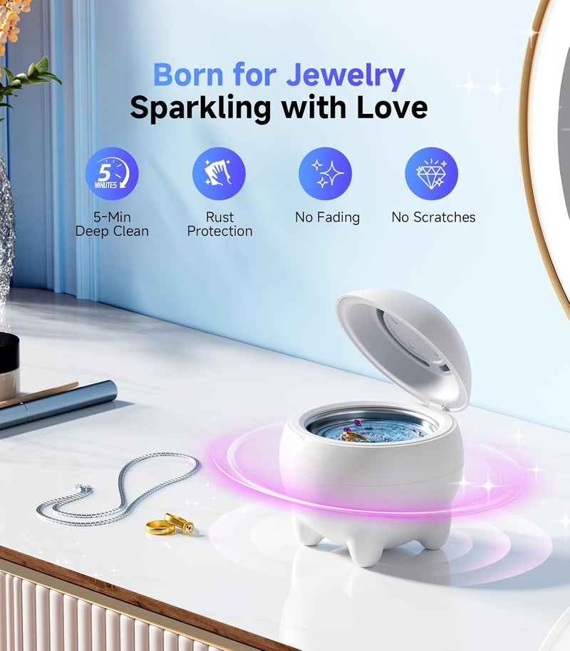 JoyHood Ultrasonic Jewelry Cleaner Machine, 45KHz Retainer Cleaner Ultrasonic Professional for Dentures, Ring, Earrings Sterling Silver Deep Cleaning with 4 Modes, Timer, Low Noise, 304 Stainless Steel Tank - Image 4